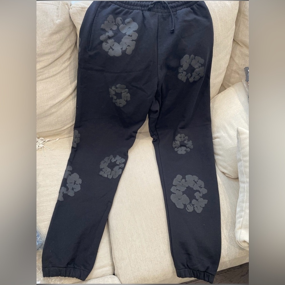 Black Monochrome Denim Tears Sweatpants
